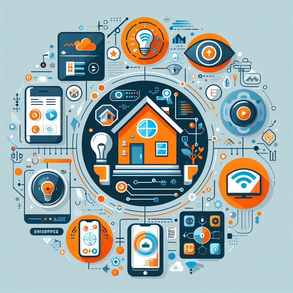 Info graphics portraying smart home and various connected devices