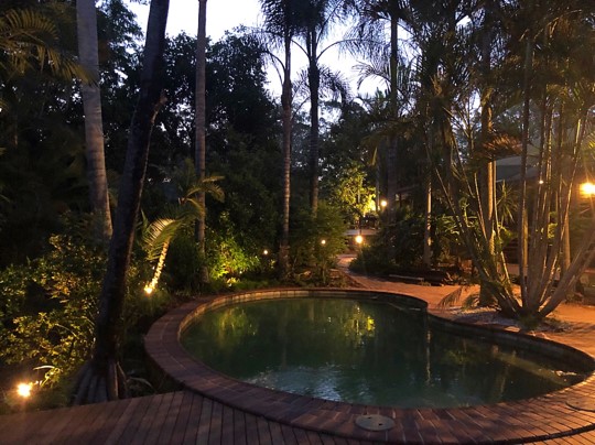 Garden and poolside outdoor lighting installation by Allec Electrical Solutions.